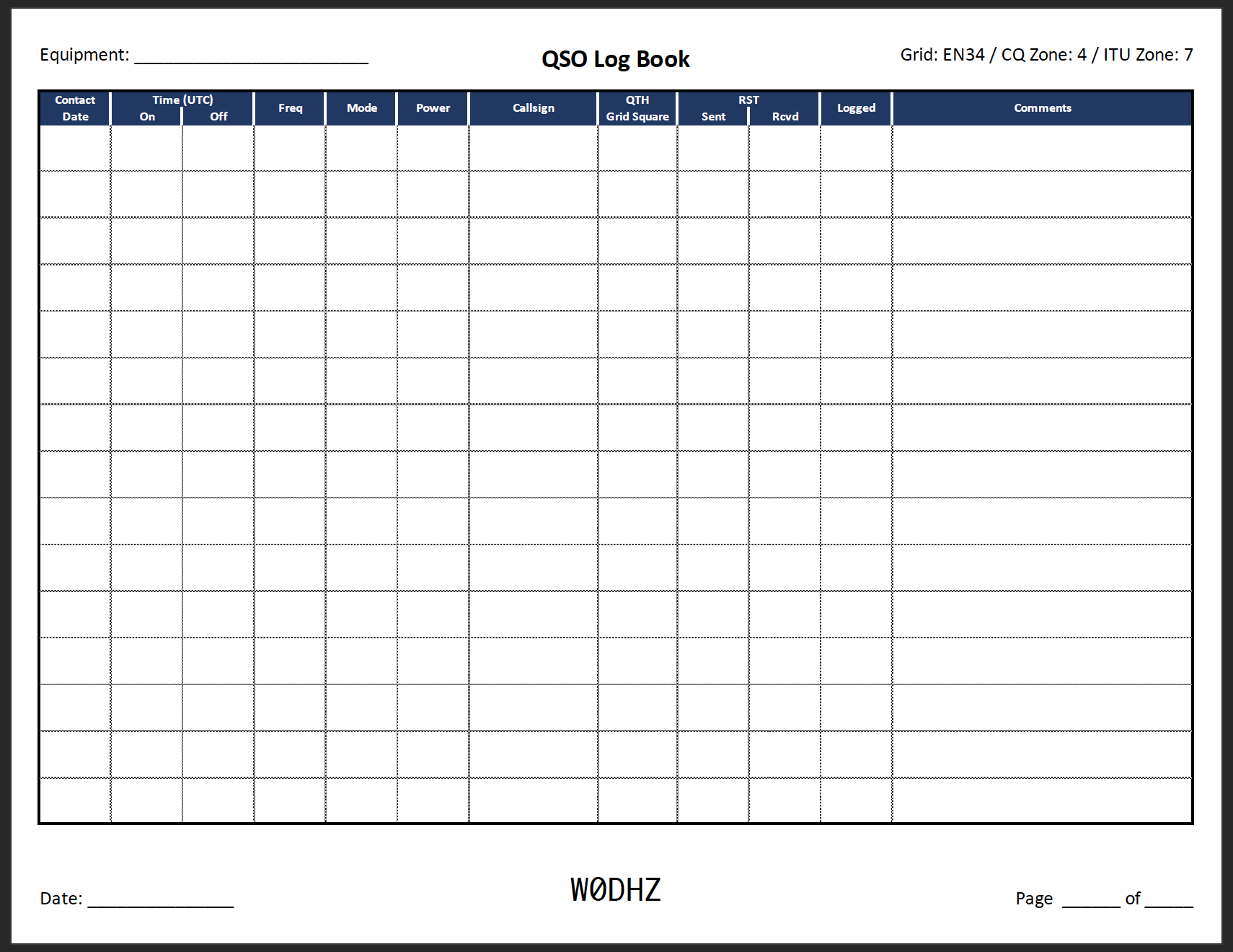 How-To Amateur Radio Log Template - W0